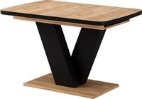 Vicco Eettafel Fenaro, Zwart/Eiken, 120-160 x 80 cm uitschuifbaar