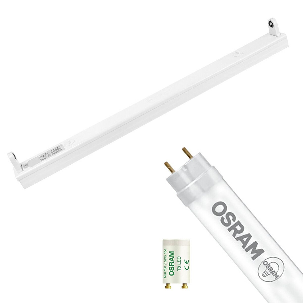 Osram LED TL Armatuur met T8 Buis - SubstiTUBE Value EM 865 - 60cm - 7.6W - Helder/Koud Wit 6500K