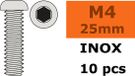 Revtec - Vis à tête hexagonale bombée - M4x25 - Inox - 10 pcs