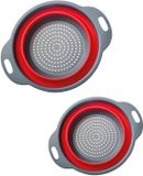 Westmark Vergietset, 2-delig, opvouwbaar, Ø 22 cm en 18,5 cm, kunststof, antraciet/rood