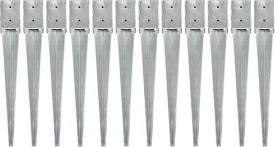 vidaXL Grondpinnen 12 st 10x10x76 cm gegalvaniseerd staal zilverkleurig