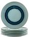 Ensemble de 6 assiettes en céramique, bleu, diamètre 22,5 cm, lavable au lave-vaisselle