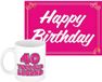 Bellatio Decorations Verjaardag cadeau koffiemok thema 40 jaar - voor een vrouw - legend - met knalroze Happy Birthday wenskaart - A5 formaat