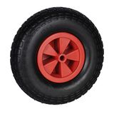 Relaxdays kruiwagenwiel 4.00-6, rubberen band, kunststof velg, reservewiel kruiwagen, anti lek, 100 kg, zwart/rood