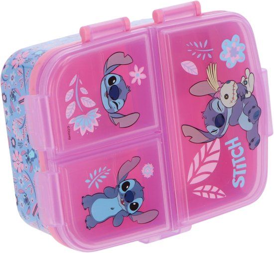 stor Disney's Stitch Kinderlunchbox Pink Jungle – Broodtrommel met 4 vakken