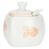 THUN - Mini suikerpot hartvorm met lepel - porselein - collectie Bomboniera - 50 ml - 6 x 8,5 cm