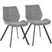 Shally Dogan Set van 2 eetkamerstoelen met poten van zwart staal en zitting en bekleding van grijze stof, ergonomische stoel in Scandinavisch design, ideaal voor slaapkamer, keuken, kantoor