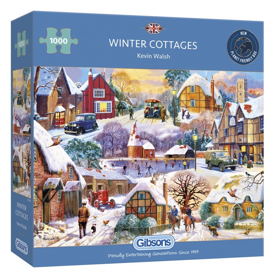 Gibsons Winter Cottages 1000-delige puzzel | Duurzame puzzel voor volwassenen | Premium 100% gerecycled bord | Geweldig cadeau voor volwassenen | Games
