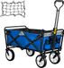 Vevor Bolderkar-Opvouwbare Wagenkar 80Kg Draagkracht-4 Draaibare Wielen-Verstelbare Handgreep-Transportkar voor Vissen Tuin-Blauw en Grijs