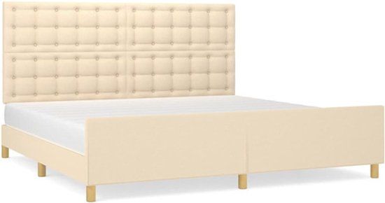 vidaXL Bedframe - Stof - Crèmekleurig - 200x200 cm