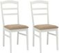 vidaXL Eetkamerstoel - 2 stuks - Massief Rubberhout - Wit en Bruin