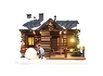 Santaville Wooden Lodge with Children with LED Polyresin 17cm
