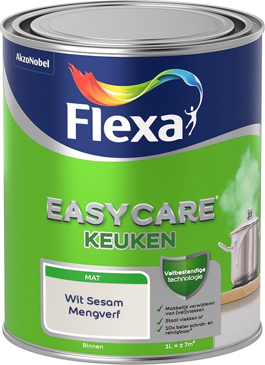 FLEXA Easycare Muurverf - Keuken - Mat - Wit Sesam - 1 liter