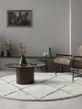 the carpet Bahar Shaggy – Hoogpolig vloerkleed in Scandinavische stijl, zwart-wit, 120 cm rond