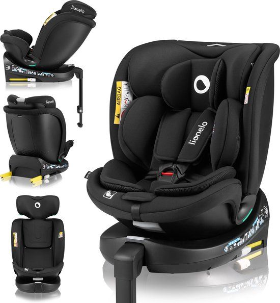LIONELO Navy i-Size Autostoel 40–150 cm - Zwart - 360° Draaibaar - ISOFIX - R129 Goedgekeurd
