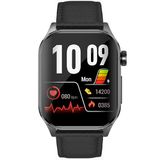 Knauermann PRO 3 (2024) zwart - gezondheidshorloge smartwatch met telefoonfunctie - ECG + HRV en SOS-functie - AMOLED-display, BT Bluetooth - slaapapneu - echt lederen band zwart, 14-24, Echt leer