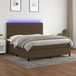 vidaXL Boxspring met matras en LED stof donkerbruin 180x200 cm