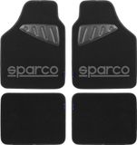 SPARCO 4 Stuks Universele Tapijten met Strepen Links Logo/Rechts Grijs Tapijt Zwart
