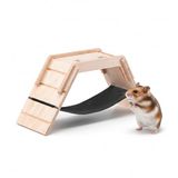 Ferplast Houten Hamsterbrug met Hangmat en Ladder, Muizenspeelgoed, Hamsterspeelgoed, Accessoires voor Hamsterkooien