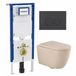 Geberit QeramiQ Dely Swirl Toiletset - 36.3x51.7cm - Geberit UP720 Duofix Sigma inbouwreservoir - 35mm zitting - bedieningsplaat mat antraciet - ronde knoppen - mat beige