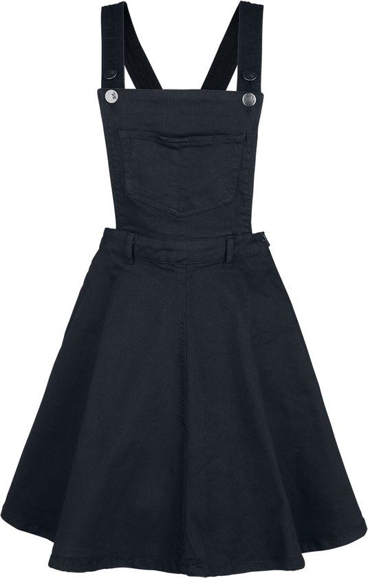 Hell Bunny Dakota Pinafore Dames Midi-jurk - Zwart - L