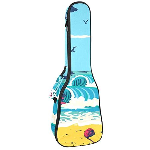 Mersov Concert Ukelele Rugzak, Heavy Duty Ukulele Case Tas met Opslag, Sopraan Concert Tenor Ukelele 10 MM Gewatteerde Tas Surfboard Beach Patroon