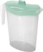 Hega hogar Waterkan/sapkan met afsluitbare deksel in mintgroen - 1,5 liter - kunststof - 9 x 21 cm - Compact formaat voor in koelkastdeur