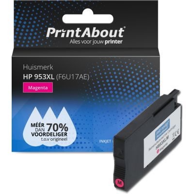 PrintAbout Huismerk HP 953XL (F6U17AE) Inktcartridge Magenta Hoge capaciteit