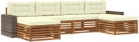 vidaXL - Bank loungeset - 4 zitplekken - Massief Acacia Hout - Natuurlijk en crème