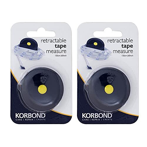 KORBOND Intrekbare Meetlint Twin Pack, Blauw & Wit, 150cm