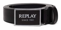 REPLAY Leren riem Belt W95 Black zwart