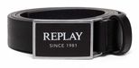 REPLAY Leren riem Belt W95 Black zwart