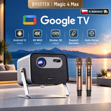 BYINTEK R90 Max Magic 4 Max Full HD 1080P projector, 4K Google TV 11.0, DLP, 2200 ANSI-lumen, 3D, 4K ondersteund.
