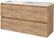 Basic Line Start 46 Badkamermeubelset - 120 x 46 cm - Greeploos - 4 Lades - Acryl Wastafel - Zonder Kraangat - Whisky Oak