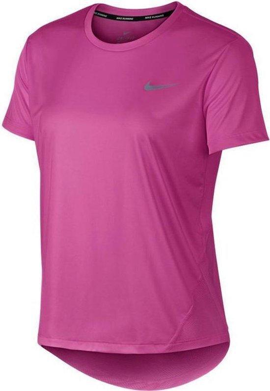 Nike Dry Miler Running Top SS Sportshirt - Maat XS  - Vrouwen - roze