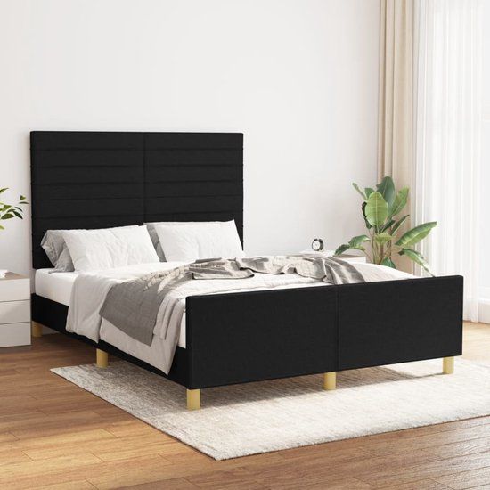 vidaXL Bedframe Stof Zwart 140x200 cm