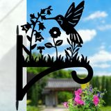 Kolibri plantenhouders van ijzer - zwart - decoratieve wandhouder voor de tuin