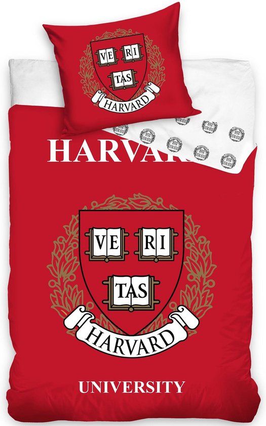 Harvard Dekbedovertrek Eenpersoons 140x200 cm Rood Katoen