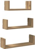vidaXL Wandschappen - 3 st - bewerkt hout - artisanaal eiken