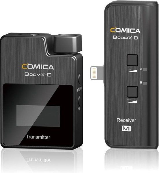 Comica BoomX-D MI1 draadloze microfoon-set met 1 zender en Lightning-ontvanger - Zwart