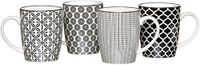 RITZENHOFF & BREKER Koffiemok Set Takeo, 4-Delig, 350 ml, Porselein Servies, Zwart-Wit