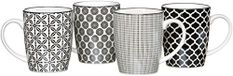 RITZENHOFF & BREKER Koffiemok Set Takeo, 4-Delig, 350 ml, Porselein Servies, Zwart-Wit