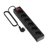 Garza Stekkerdoos, 6 stopcontacten met schakelaar, 5 m, 3680 W, zwart