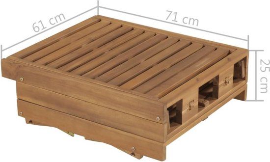 vidaXL Ligbed inklapbaar met kussen massief acaciahout