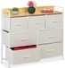 Merkloos Relaxdays Ladekast - 85 x 100 x 30,5 cm - 7 Lades - Metaal - Stof - Slaapkamer - Beige-Wit