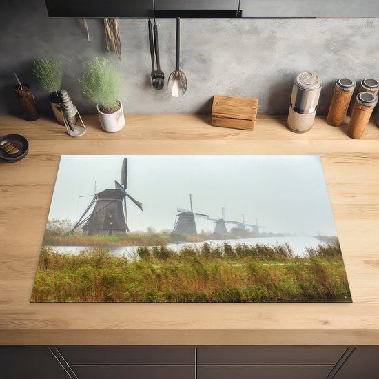 KitchenYeah® Inductie beschermer 80.2x52.2 cm - Molens van Kinderdijk - Inductiebeschermer