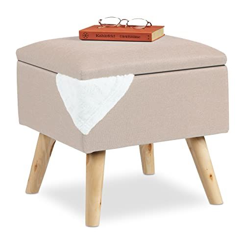 Relaxdays Kruk met opbergruimte - beige