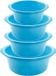 Forte Plastics Voordeelset multifunctionele kunststof ronde teiltjes blauw in 4-formaten - 10-15-20-25 liter inhoud