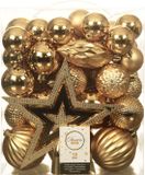 Decoris Kerstballen met piek - 49st - kunststof goud - 5-6-8-10 cm