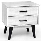 BAKAJI Nachtkastje met 2 lades, modern design, Engineering hout, Kleur Wit, M